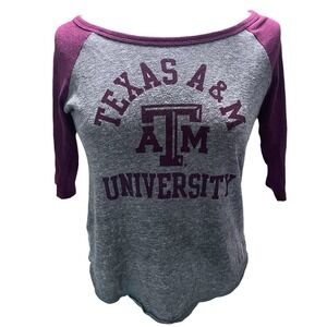 League Collegiate Texas‎ A&M Aggies 3/4 Sleeve Maroon T Shirt Medium Old Money